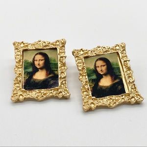 Vintage Mona Lisa Frame Earrings